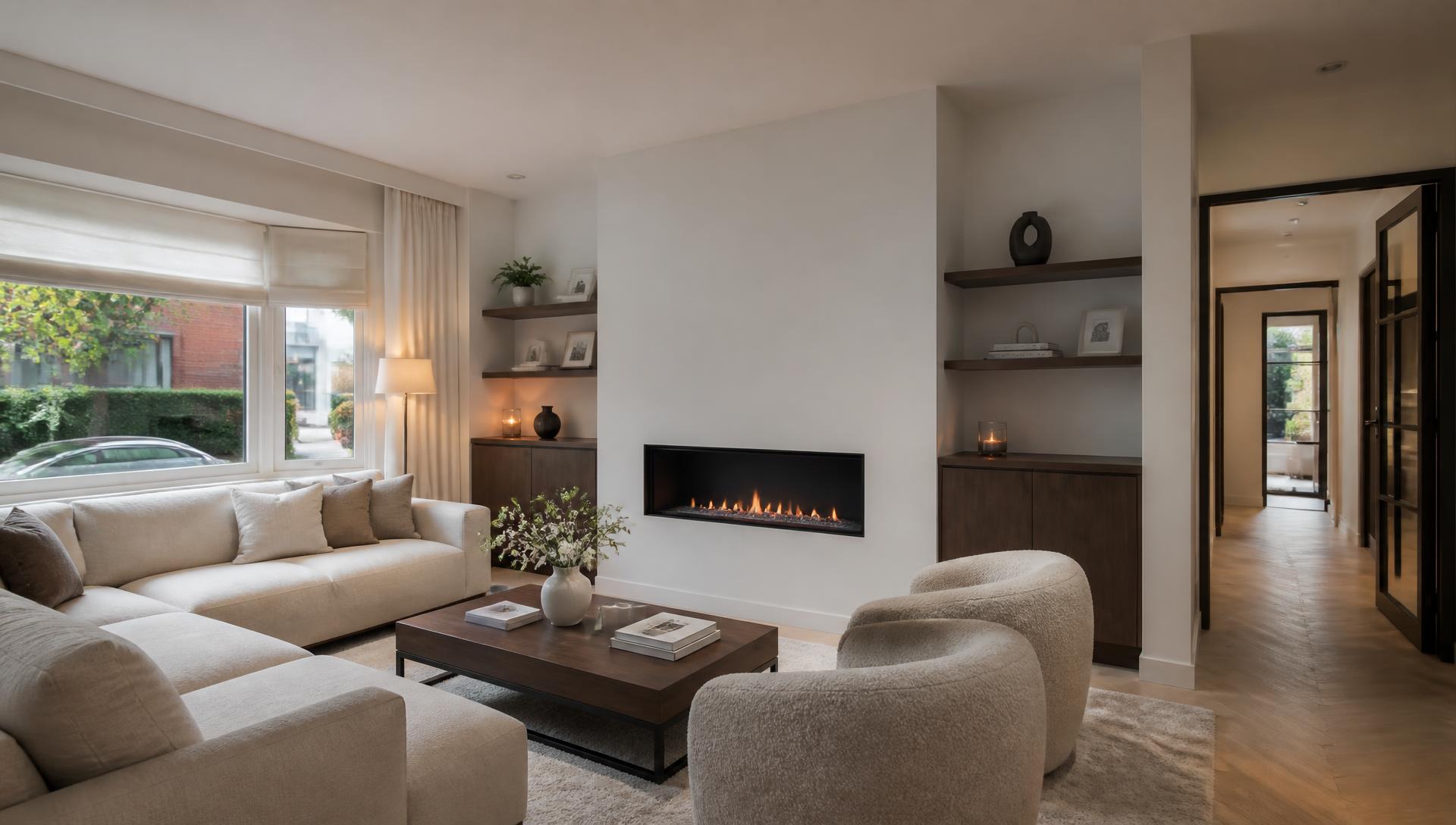 Afgewerkt interieur met perfect gladde muren en plafond